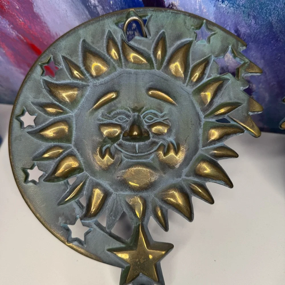 SOLD PartyLite Sun & Moon 1994 Wall Hanging Candle Holders Celestial Vintage Sco - Picture 9 of 16